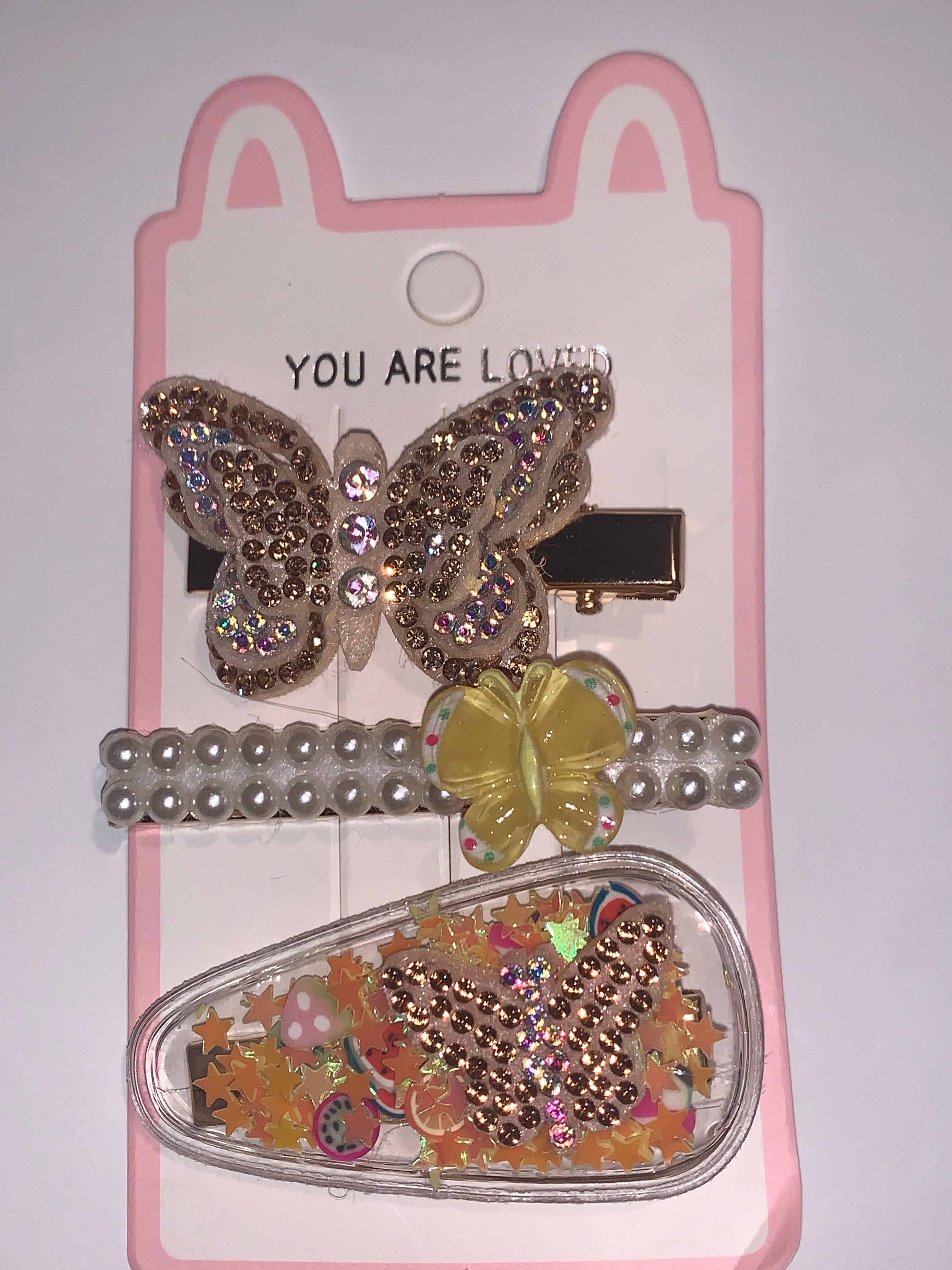 Butterfly hair bow clips